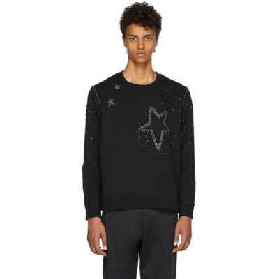 Shop Valentino Black Star Stud Sweatshirt In 0no Black