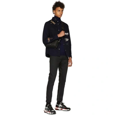 Shop Valentino Blue Dragon Fly Shirt Jacket In D51 Blue