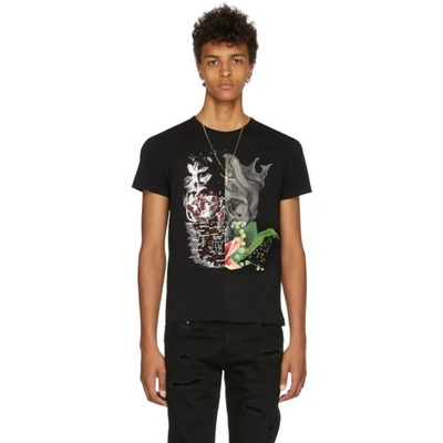 Shop Alexander Mcqueen Black Patchwork Skull T-shirt In 0901blkmix