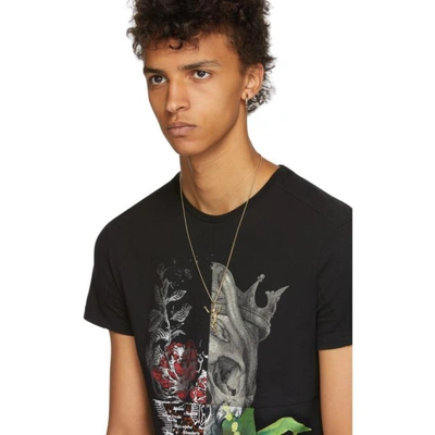 Shop Alexander Mcqueen Black Patchwork Skull T-shirt In 0901blkmix