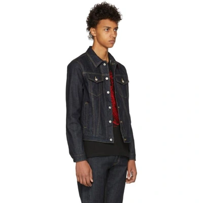 Shop Alexander Mcqueen Indigo Denim Elbow Patch Jacket In 4141 Indigo