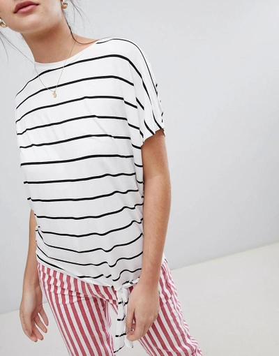 Shop New Look Stripe Tie Side T-shirt - White