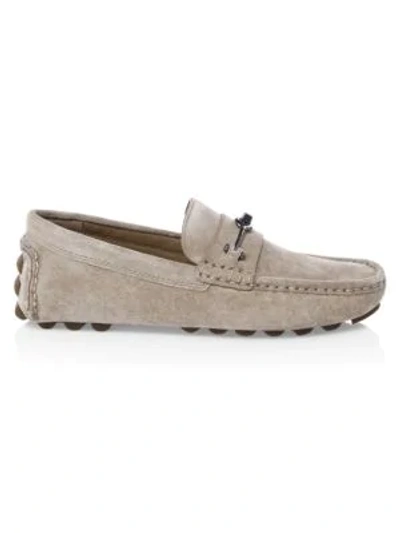 Shop Coach Suede Bit Driver Loafers In Oat Brown