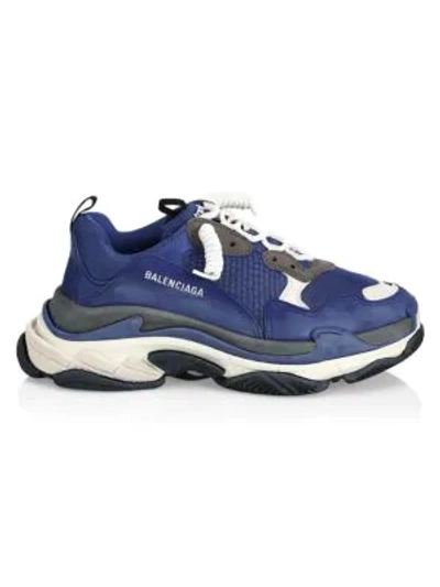 Shop Balenciaga Triple S Trainer Sneakers In Navy