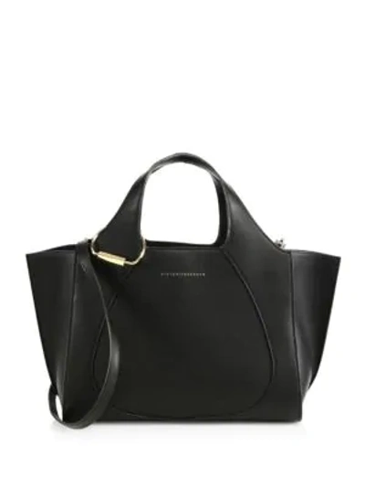 Shop Victoria Beckham Leather Small Newspaper Hobo In Black