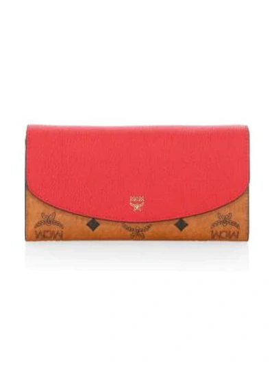 Shop Mcm Visetos Continental Wallet In Ruby Red