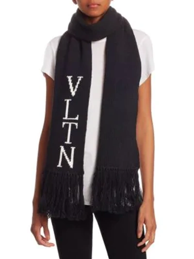 Shop Valentino Women's Vltn Logo Scarf In Black