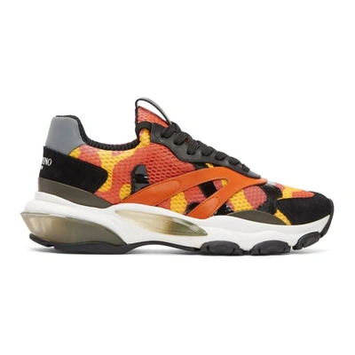 Shop Valentino Orange  Garavani Camo Bounce Runner Sneakers In Fn4 Orange