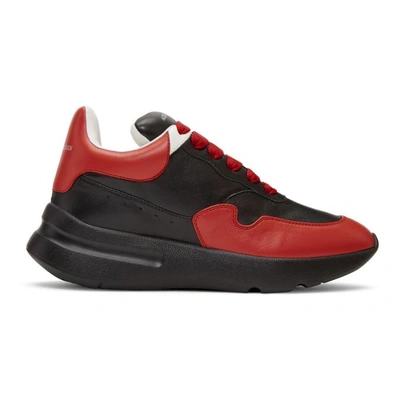 Shop Alexander Mcqueen Black And Red Oversized Runner Sneakers In 1037bkredwh