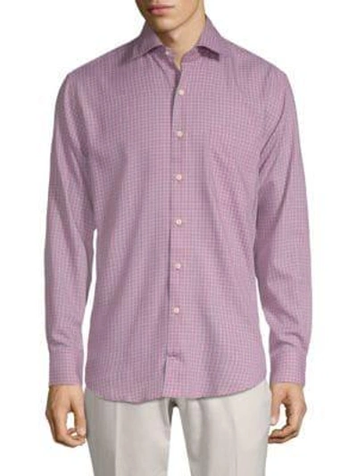 Shop Peter Millar Province Checkered Button-down Shirt In Radish