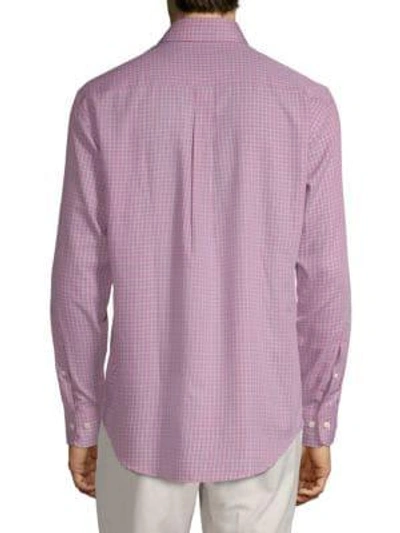 Shop Peter Millar Province Checkered Button-down Shirt In Radish