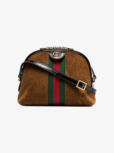 Shop Gucci Brown Ophidia Small Shoulder Bag