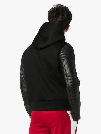 Shop Givenchy Hooded Lambskin Leather Jacket In Black