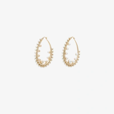 Shop Anton Heunis Gold Plated Pearl Hoop Earrings In Metallic