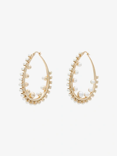 Shop Anton Heunis Gold Plated Pearl Hoop Earrings In Metallic