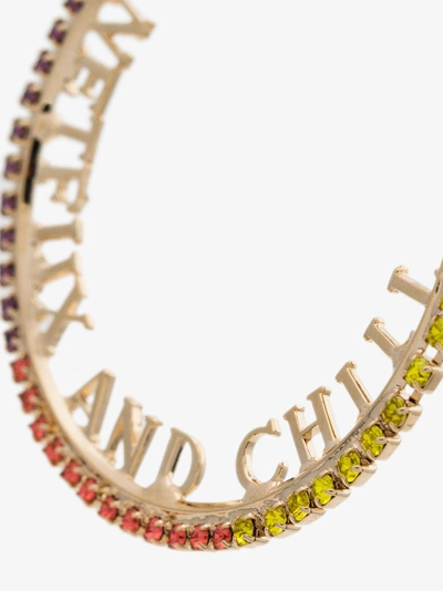 Shop Anton Heunis Gold Plated Netflix And Chill Swarovski Crystal Hoop Earrings In Metallic