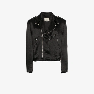 Shop Gucci Guccy Japanese Acetate Biker Jacket In Black