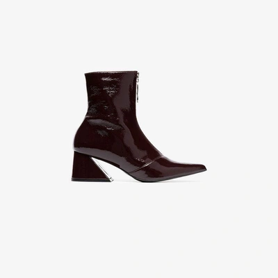 Shop Yuul Yie Burgundy 60 Zipped Patent Leather Boots In Brown