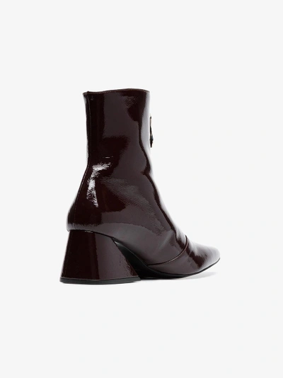 Shop Yuul Yie Burgundy 60 Zipped Patent Leather Boots In Brown