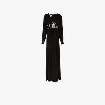 Shop Gucci Black Star Embellished Maxi Dress