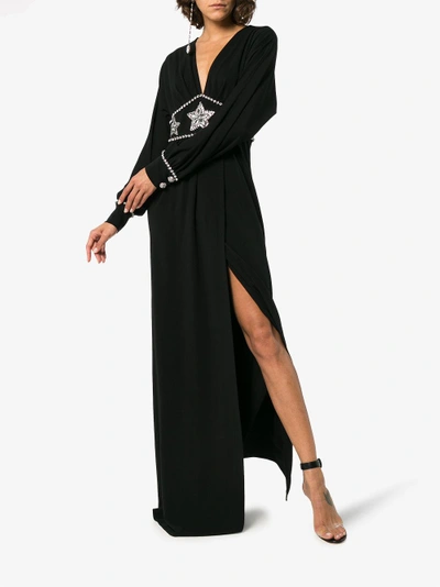 Shop Gucci Black Star Embellished Maxi Dress