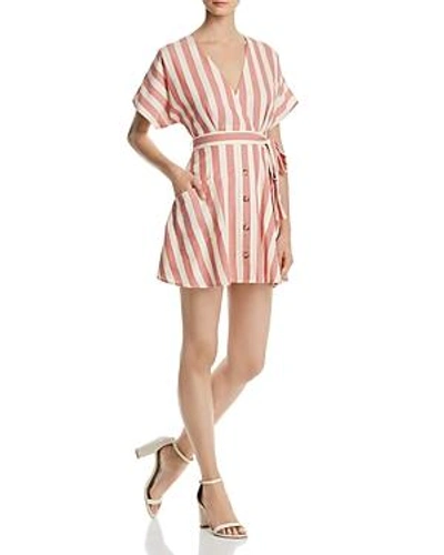 Shop Aqua Button Detail Striped Dress - 100% Exclusive In Red/white