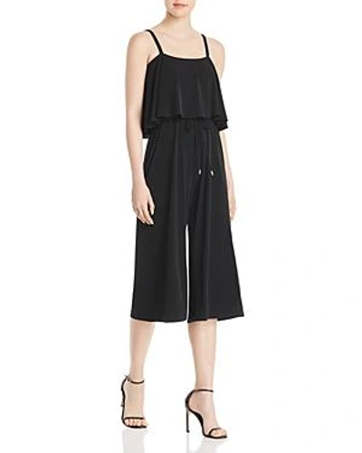 Shop Michael Michael Kors Ruffle Overlay Cropped Jumpsuit In Black