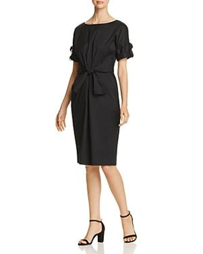 Shop Donna Karan New York Ruched Tie-front Dress In Black