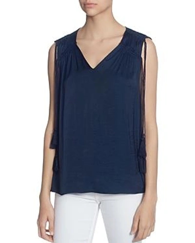 Shop Catherine Catherine Malandrino Sammi Drawstring-shoulder Top In Navy