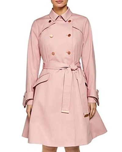 Shop Ted Baker Marrian Flared Trench Coat In Dusky Pink
