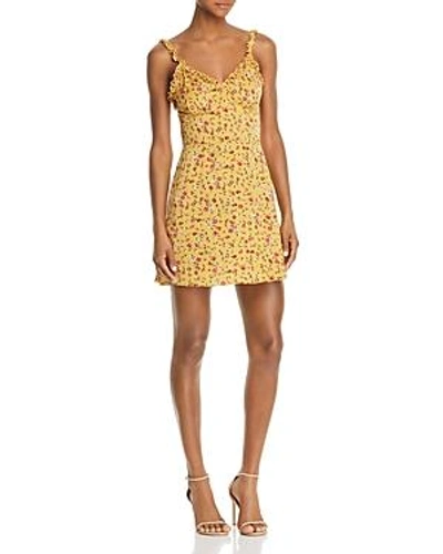 Shop The Fifth Label Sonic Ruffled Floral Print Dress In Mustard Fleur