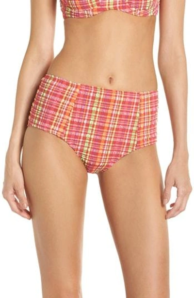 Shop Diane Von Furstenberg True High Waist Bikini Bottoms In Red Multi