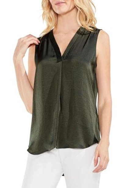 Shop Vince Camuto Rumpled Satin Blouse In Rich Olive