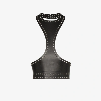 Shop Alexander Mcqueen Ledertop Mit Nieten In Black