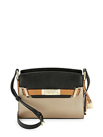 Shop Calvin Klein Brooke Textured Leather Crossbody Bag In Taupe Black