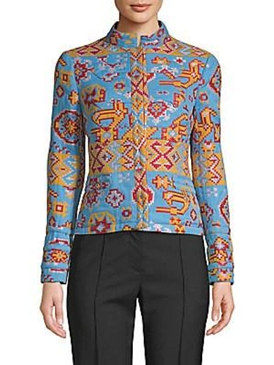 Shop Valentino Embroidered Geometric Jacket In Multi
