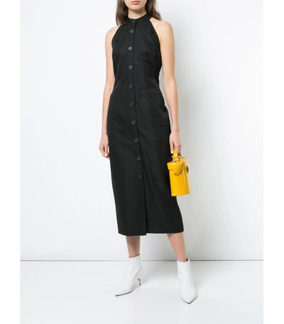 Shop Adam Lippes Halter Neck Midi Dress In Black