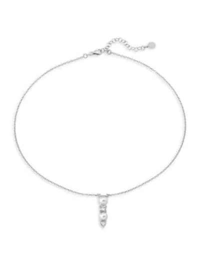 Shop Majorica Faux Pearl & Crystal Pendant Sterling Silver Necklace