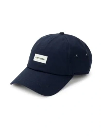 Shop Converse Logo Cotton Baseball Cap In Navy Blue