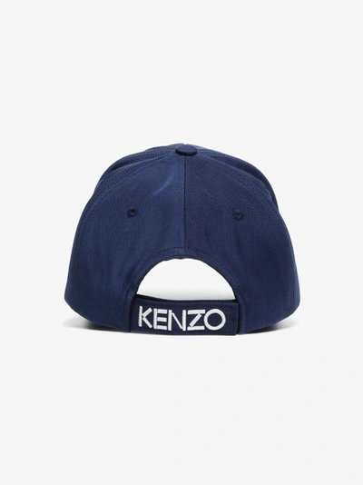 Shop Kenzo Navy Tiger Embroidered Cotton Cap In Blue
