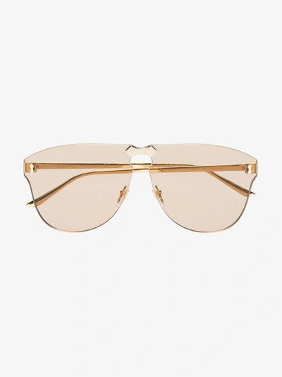 Shop Gucci Eyewear Pilotenbrille Ohne Gestell In Metallic