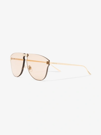 Shop Gucci Eyewear Pilotenbrille Ohne Gestell In Metallic