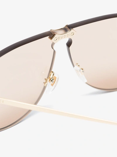 Shop Gucci Eyewear Pilotenbrille Ohne Gestell In Metallic