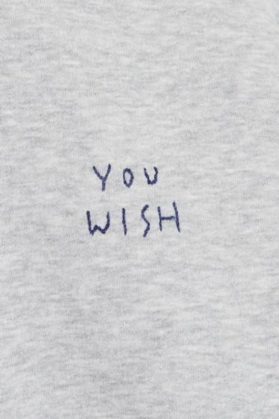 Shop Yeah Right Nyc You Wish Embroidered Cotton-blend Jersey Sweatshirt In Gray