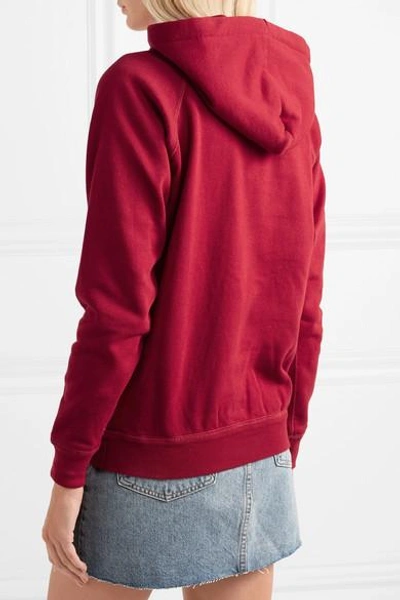 Shop Isabel Marant Étoile Malibu Flocked Cotton-blend Jersey Hoodie In Red