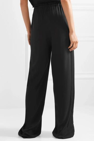 Shop The Row Jr Stretch-silk Georgette Wide-leg Pants In Black
