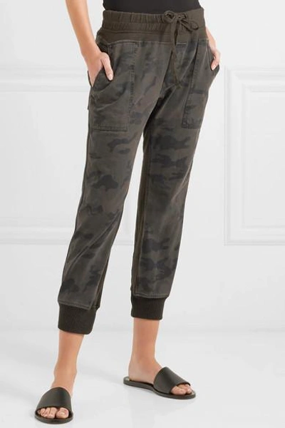 Shop James Perse Camouflage-print Cotton-jersey Track Pants In Green