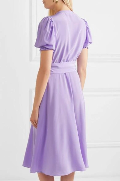 Shop Aross Girl X Soler Brooke Belted Silk Crepe De Chine Midi Dress In Lilac