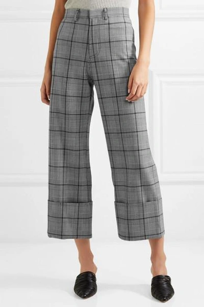 Shop Sea Bacall Cropped Checked Woven Wide-leg Pants In Gray