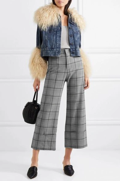 Shop Sea Bacall Cropped Checked Woven Wide-leg Pants In Gray